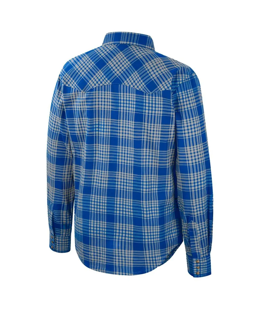 Men's Colosseum x Wrangler Royal Florida Gators Plaid Western Long Sleeve Full-Snap Shirt