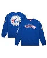 Men's Mitchell & Ness Royal Philadelphia 76ers Hardwood Classics There and Back Pullover Sweatshirt