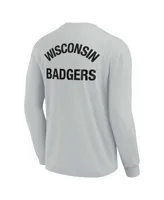 Men's and Women's Fanatics Signature Gray Wisconsin Badgers Super Soft Long Sleeve T-shirt