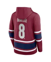Men's Fanatics Cale Makar Burgundy Colorado Avalanche Name and Number Lace-Up Pullover Hoodie
