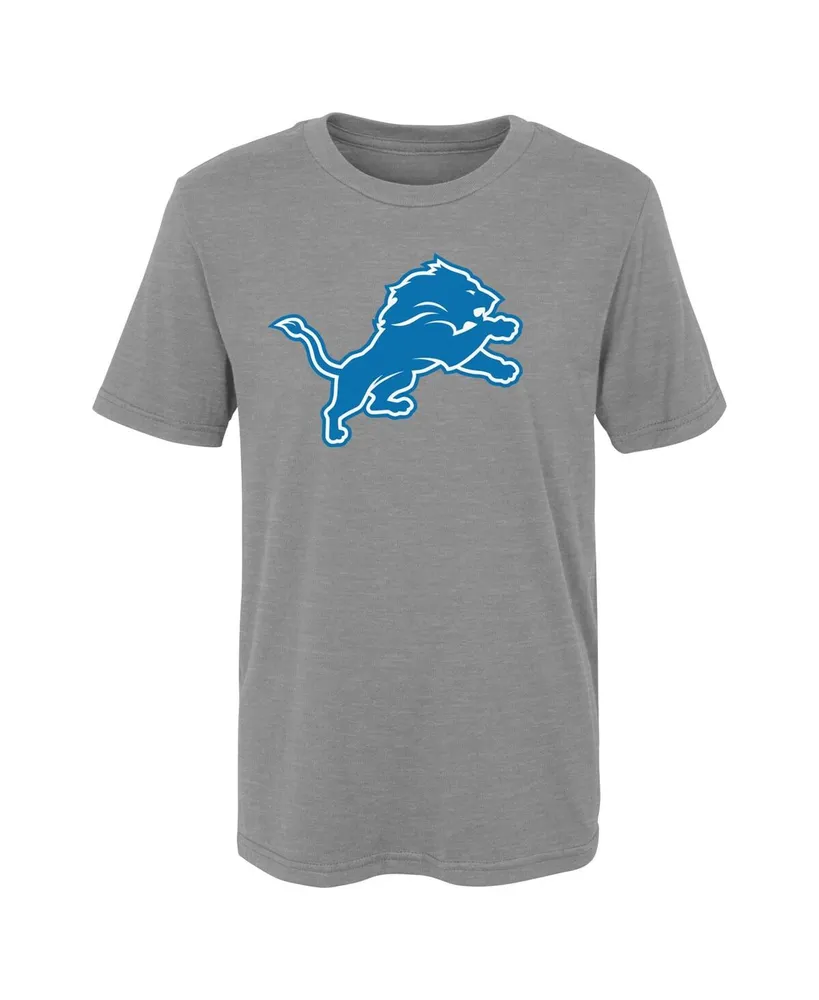 Outerstuff Big Boys Gray Detroit Lions Primary Logo T-shirt