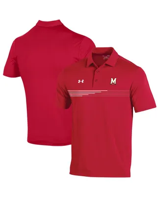 Men's Under Armour Red Maryland Terrapins Tee To Green Stripe Polo Shirt