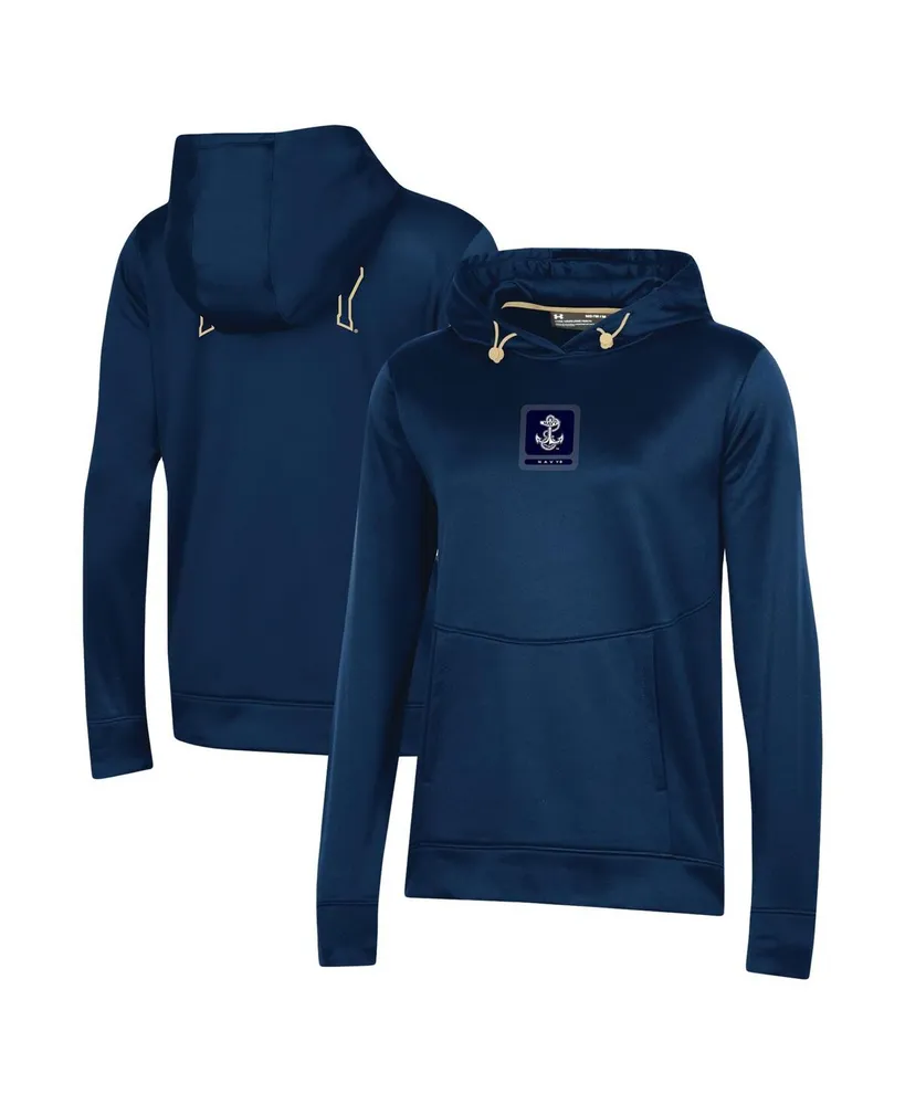 Women's Under Armour Navy Navy Midshipmen 2023 Sideline Performance Pullover Hoodie