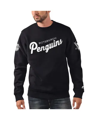 Men's Starter x Nhl Black Ice Pittsburgh Penguins Cross Check Pullover Sweatshirt