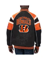 Men's G-iii Sports by Carl Banks Black Cincinnati Bengals Faux Suede Raglan Full-Zip Varsity Jacket