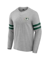 Men's Nfl x Darius Rucker Collection by Fanatics Heather Gray Green Bay Packers Henley Long Sleeve T-shirt