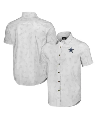 Men's Nfl x Darius Rucker Collection by Fanatics White Dallas Cowboys Woven Short Sleeve Button Up Shirt