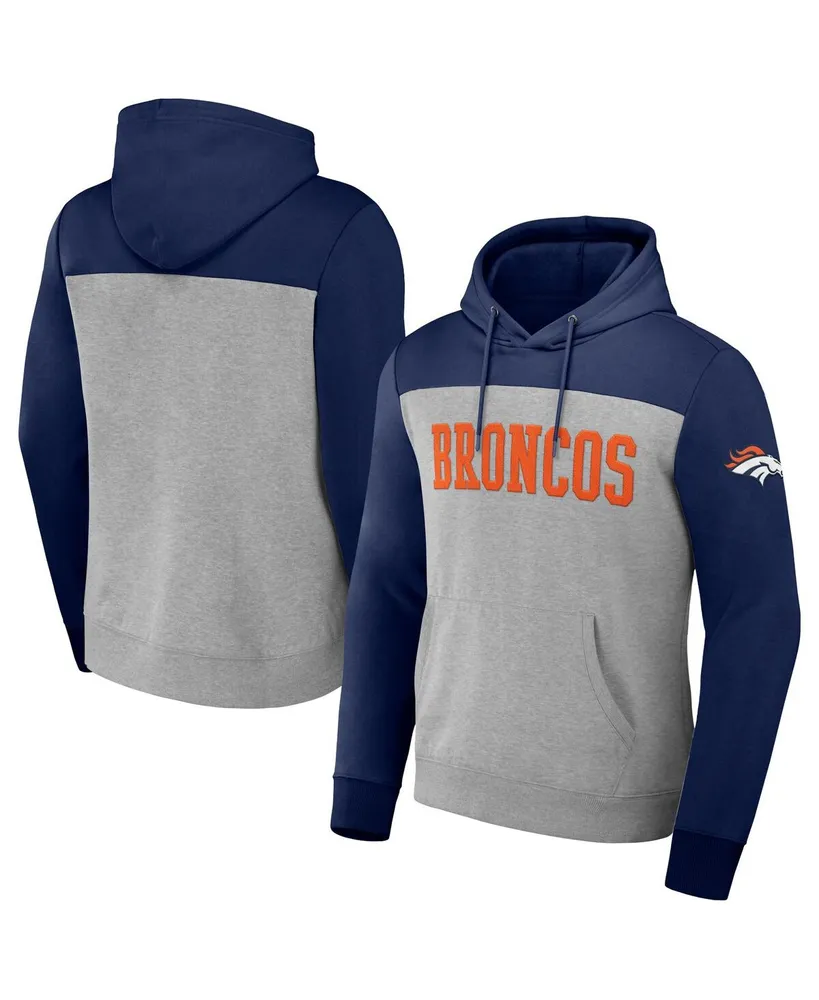 Men's Nfl x Darius Rucker Collection by Fanatics Heather Gray Denver Broncos Color Blocked Pullover Hoodie