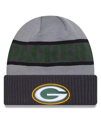 Men's New Era Gray Green Bay Packers 2023 Sideline Tech Cuffed Knit Hat