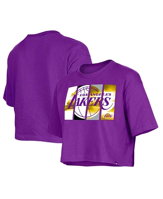 Women's New Era Purple Los Angeles Lakers Cropped T-shirt