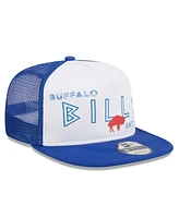 Men's New Era White, Royal Buffalo Bills Gridiron Classics Banger 9FIFTY Trucker Snapback Hat