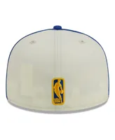 Men's New Era Cream, Royal Golden State Warriors Piping 2-Tone 59FIFTY Fitted Hat