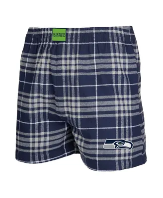 Men's Concepts Sport Navy, Gray Seattle Seahawks Concord Flannel Boxers