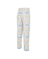 Men's Concepts Sport White, Powder Blue Los Angeles Chargers Tinsel Raglan Long Sleeve T-shirt and Pants Sleep Set