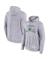 Men's Mitchell & Ness Heather Gray Distressed Philadelphia Eagles Pocket Passer Pullover Hoodie