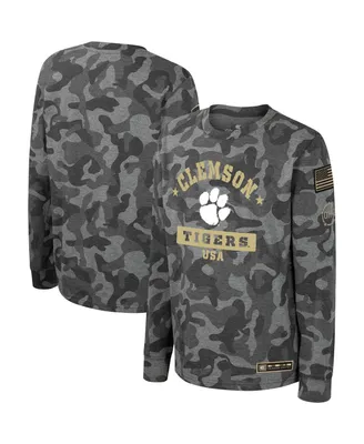Big Boys Colosseum Camo Clemson Tigers Oht Military-Inspired Appreciation Dark Star Long Sleeve T-shirt