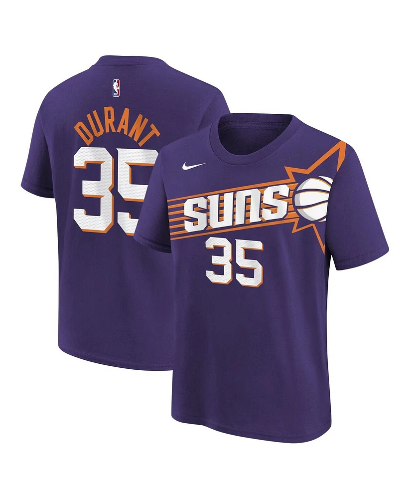 Big Boys Kevin Durant Purple Phoenix Suns Icon Name and Number T-shirt