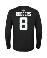 Big Boys Aaron Rodgers Black New York Jets Mainliner Player Name and Number Long Sleeve T-shirt