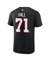 Men's Fanatics Taylor Hall Black Chicago Blackhawks Authentic Stack Name and Number T-shirt