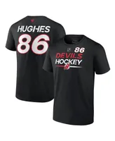 Men's Fanatics Jack Hughes Black New Jersey Devils Authentic Pro Prime Name and Number T-shirt