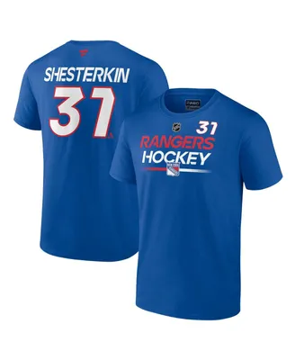 Men's Fanatics Igor Shesterkin Blue New York Rangers Authentic Pro Prime Name and Number T-shirt