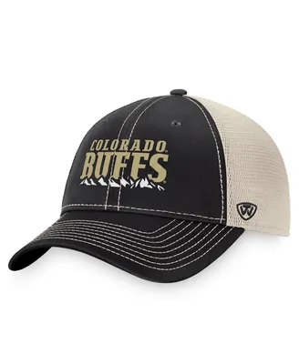 Men's Top of the World Black, Natural Colorado Buffaloes Boulder Trucker Adjustable Hat