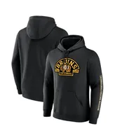 Men's Fanatics Black Distressed Boston Bruins Centennial Pullover Hoodie