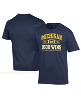 Men's Champion Navy Michigan Wolverines Football 1,000 Wins T-shirt