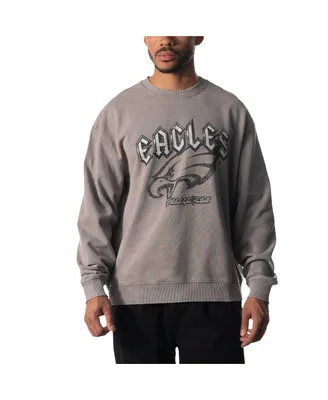 Men's and Women's The Wild Collective Gray Philadelphia Eagles Distressed Pullover Sweatshirt
