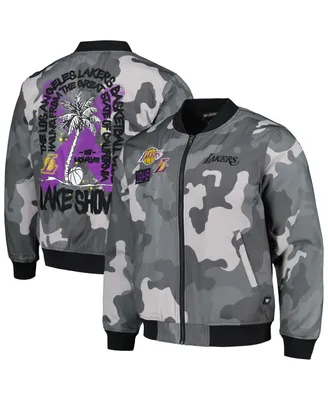 Men's and Women's The Wild Collective Gray Los Angeles Lakers 2023/24 City Edition Camo Bomber Full-Zip Jacket
