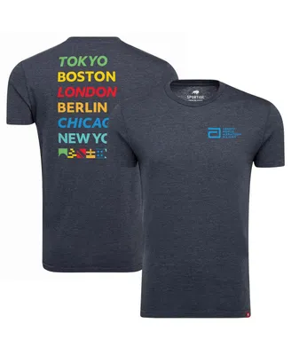 Men's and Women's Sportiqe Heather Blue World Marathon Majors Comfy Tri-Blend T-shirt