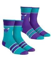 Men's and Women's Rock 'Em Socks Charlotte Hornets Multi-Stripe 2-Pack Team Crew Sock Set