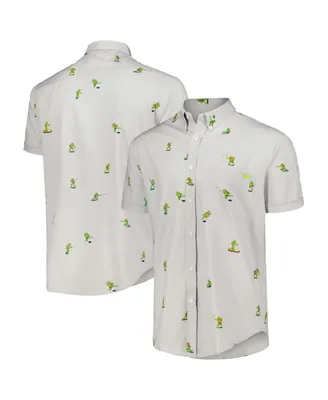 Men's Rsvlts Gray Teenage Mutant Ninja Turtles Choose Your Turtle Kunuflex Button-Down Shirt
