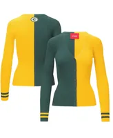 Women's Staud Green, Gold Green Bay Packers Cargo Sweater