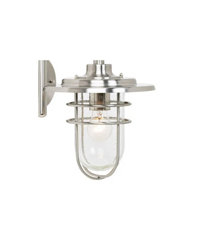 Stratus Modern Industrial Outdoor Wall Light Fixture Brushed Nickel Steel 12 3/4" Seeded Glass Caged for Exterior House Porch Patio Outside Deck Front