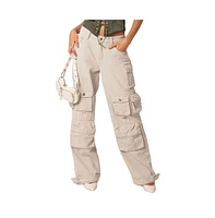 Women's Oversize Boyfriend Cargo Jeans With Pockets