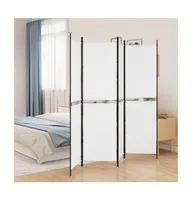 4-Panel Room Divider White 78.7"x70.9" Fabric