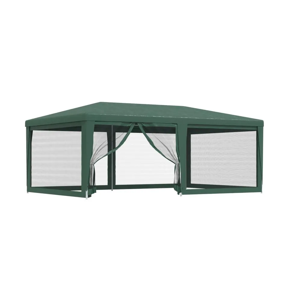 vidaXL Party Tent with 6 Mesh Sidewalls Green Hdpe