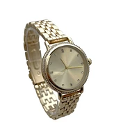 Olivia Pratt Gold Elegant Everyday Rhinestones Bezel Women Watch