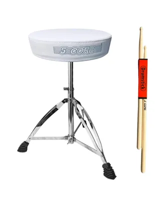 5 Core Drum Throne White| Height Adjustable Padded Seat Drum Stool
