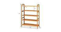 5-Tier Bamboo Freestanding Shoe Rack-Natural