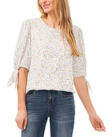 CeCe Women's Floral Tie-Sleeve Blouse