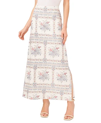 CeCe Women's Floral Print A-Line Maxi Skirt