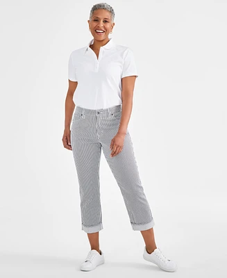 Style & Co Women's Striped Mid-Rise Curvy Capri Pants, Created for Macy's