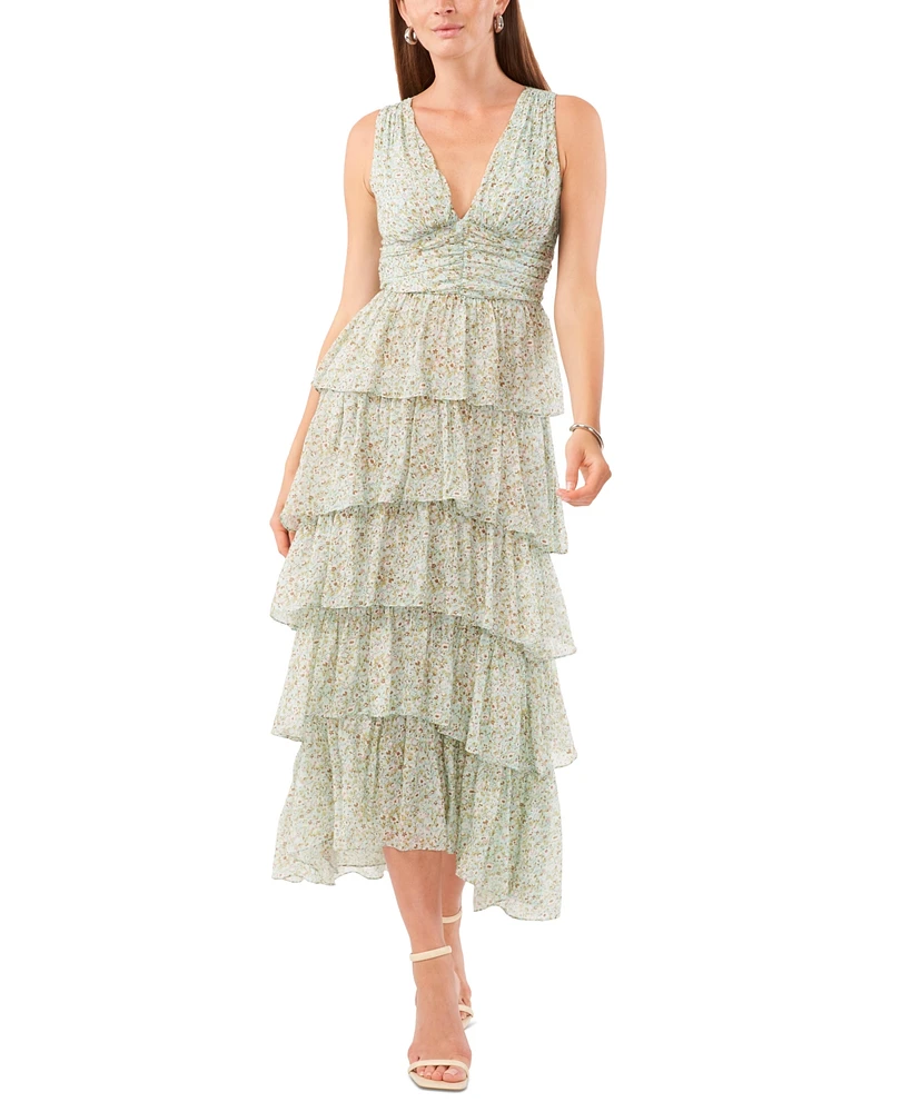 1.state Women's Sleeveless Tiered Maxi Dress