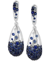 Effy Blue Sapphire (3-1/2 ct. t.w.) & White Sapphire (1/3 ct. t.w.) Ombre Cluster Drop Earrings in Sterling Silver