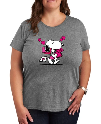 Air Waves Trendy Plus Peanuts Snoopy Valentine's Day Graphic T-shirt