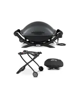 Weber Q 2400 Electric Grill (Black) with Grill Cover and Cart Bundle