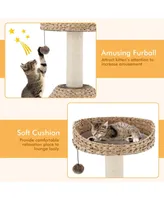 Sugift 28 Inches Hand-Made Cat Tree Tower with Jump Platform