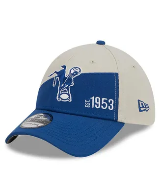 Men's New Era Cream, Royal Indianapolis Colts 2023 Sideline Historic 39THIRTY Flex Hat